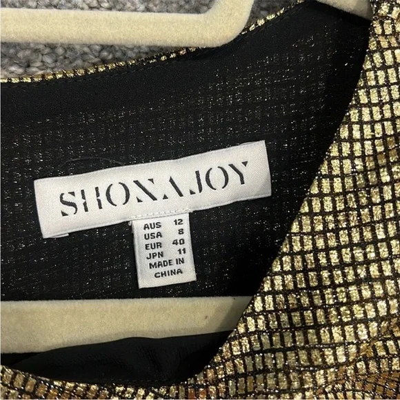 Shona Joy Metallic Gold Mini Dress - Picture 3 of 10